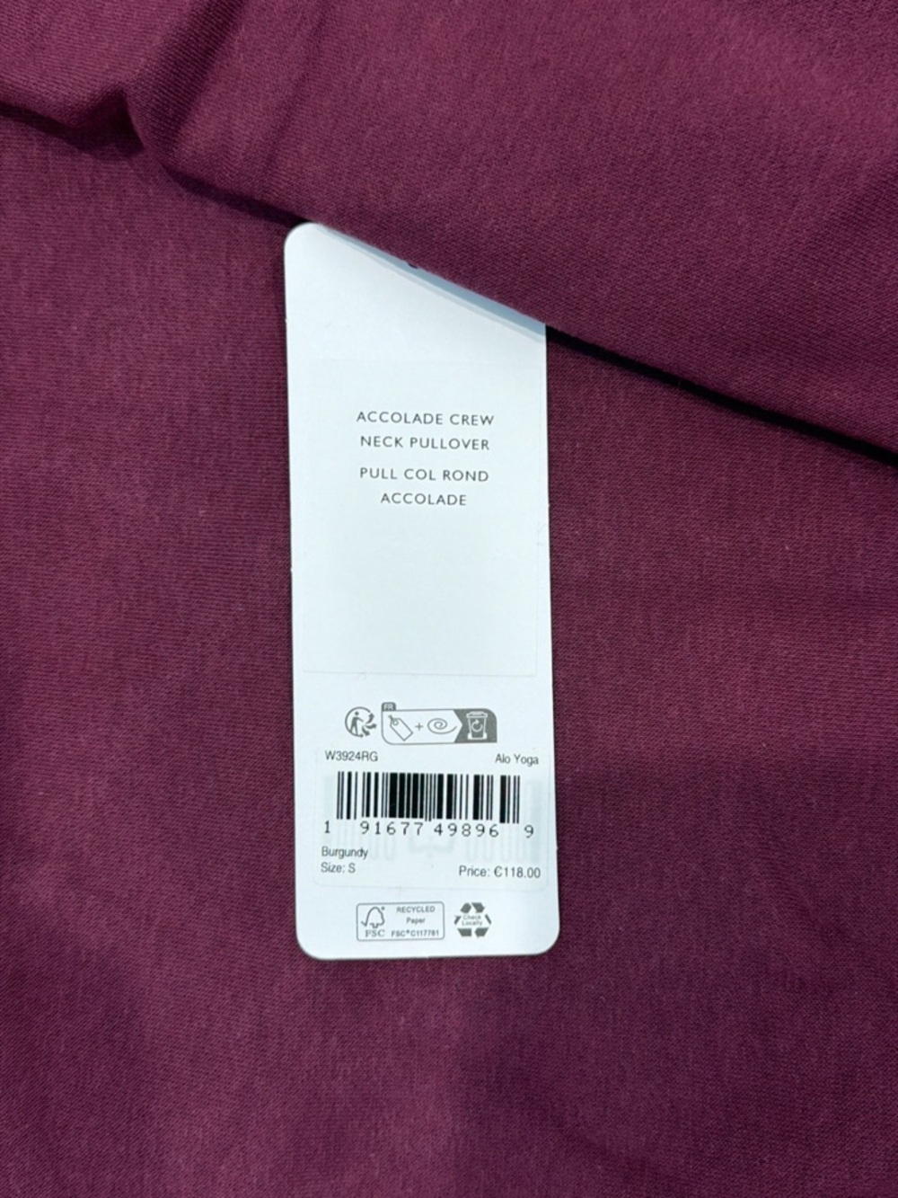 ALO Yoga Women's Crewneck Sweatshirt - Burgundy - Picture 2 of 3